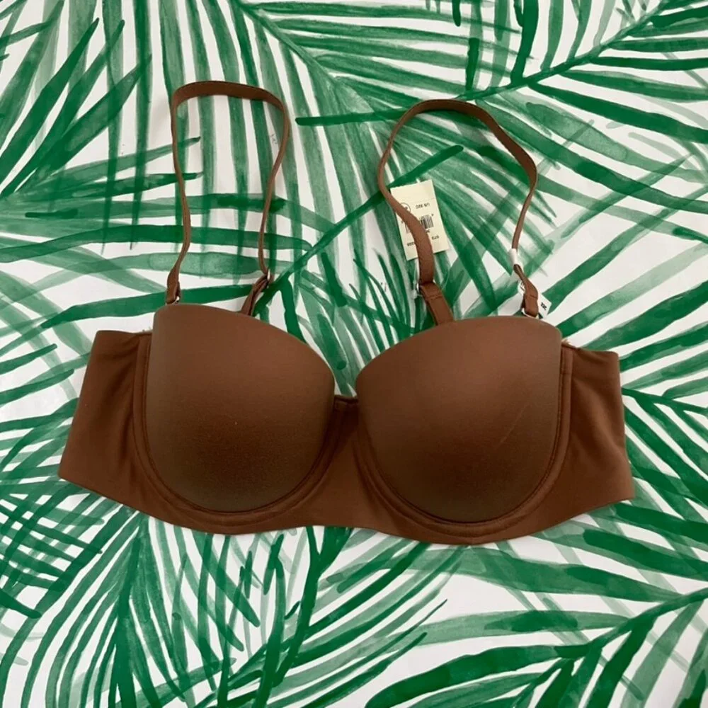 NWT Aerie Brown Strapless Lightly Lined Bra Size 32C